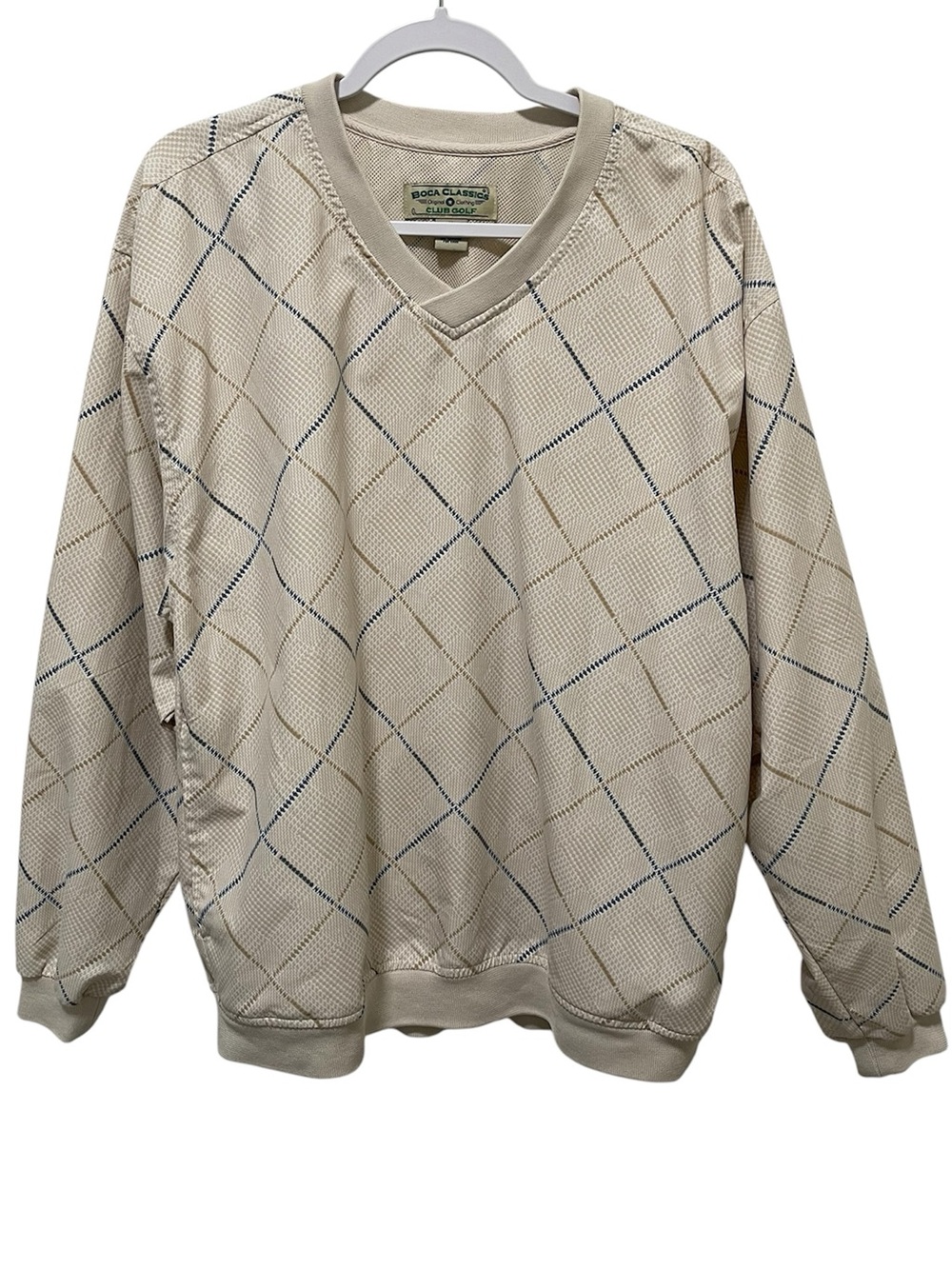 Boca Classics Club Golf Pullover Windbreaker V-Neck Pockets Lightweight Men M